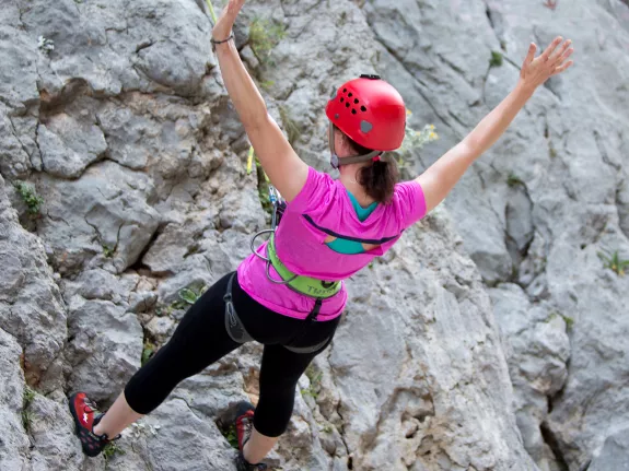 woman climbing
