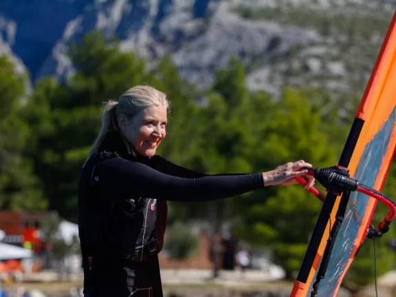 woman windsurfing