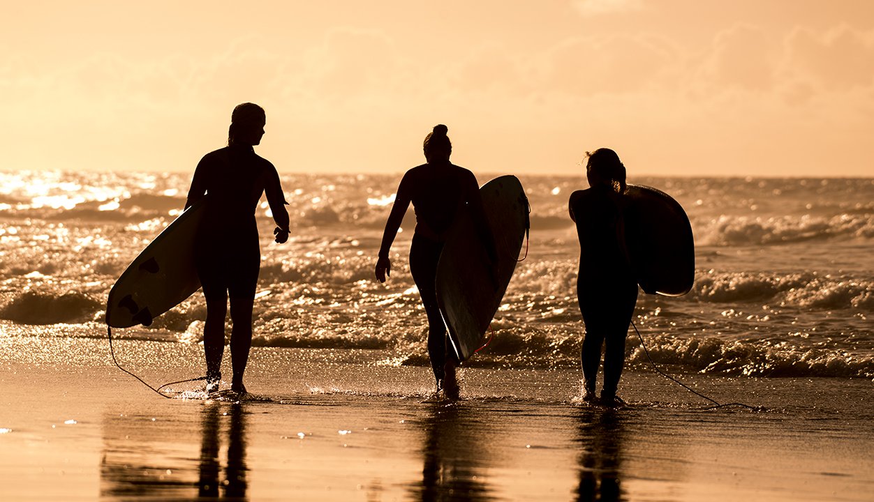 people surfing at La Pared Beach in Fuerteventura